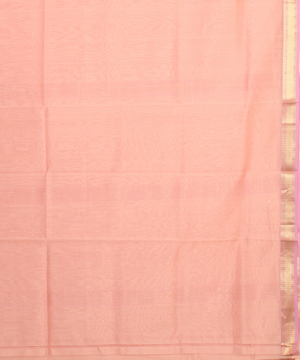 Peach pink maheshwari handloom cotton silk saree