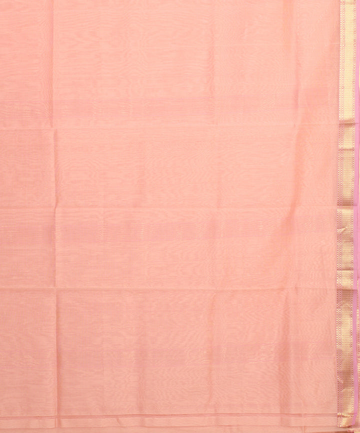 Peach pink maheshwari handloom cotton silk saree