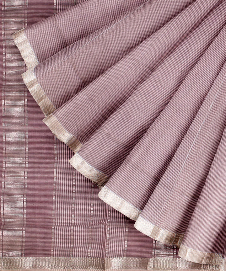 Light purple checks maheshwari handloom cotton silk saree