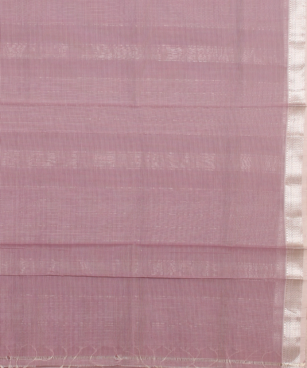 Light purple checks maheshwari handloom cotton silk saree