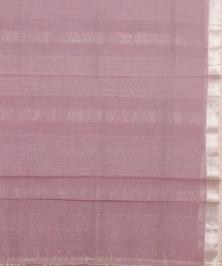 Light purple checks maheshwari handloom cotton silk saree