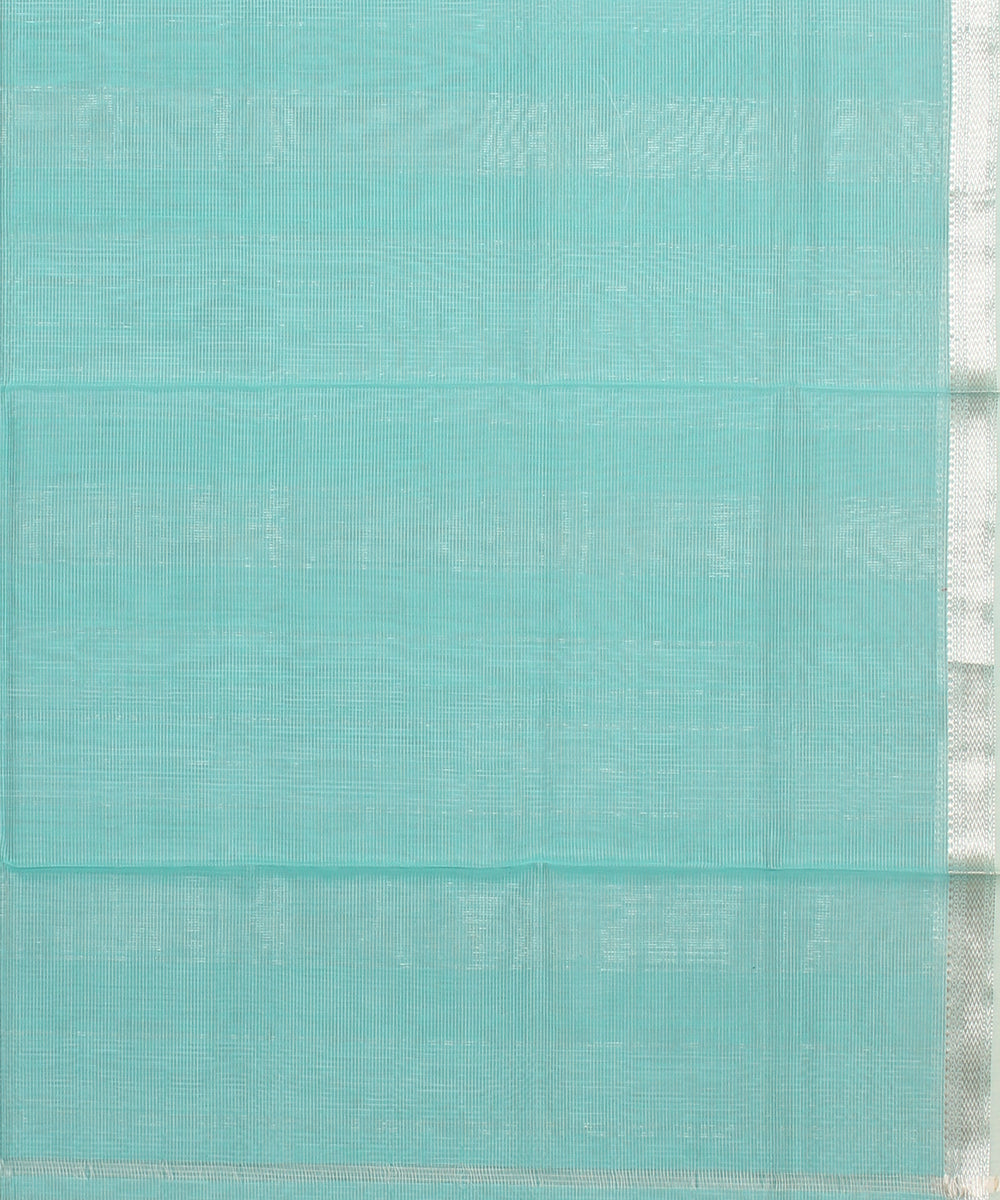 Sky blue checks maheshwari handloom cotton silk saree