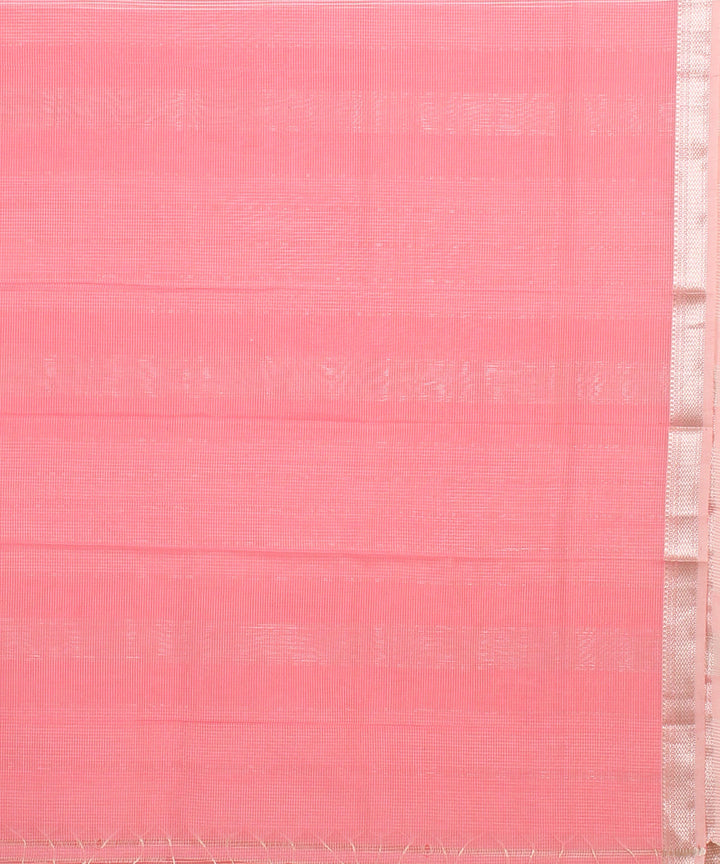 Baby pink checks maheshwari handloom cotton silk saree