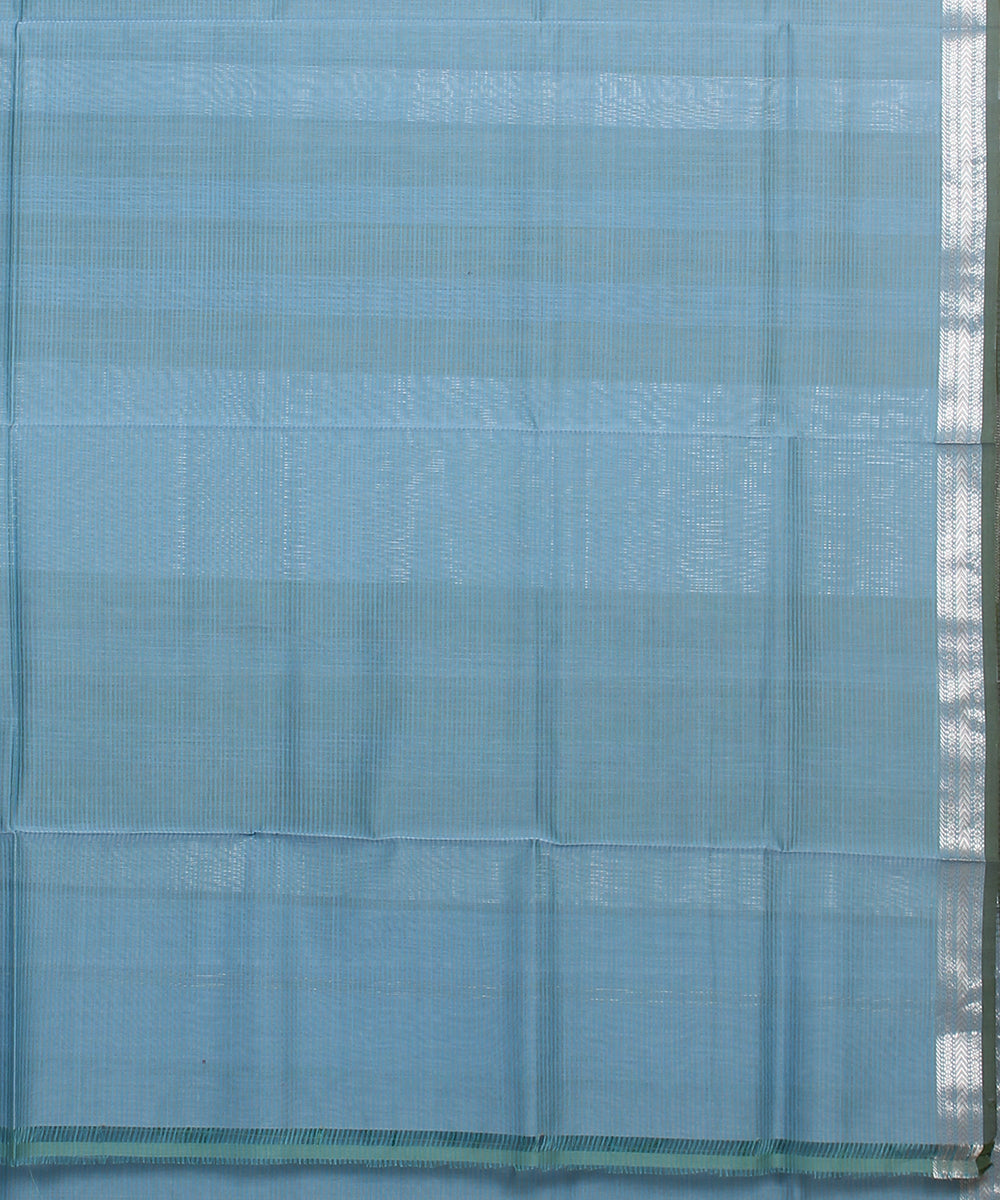 Green blue checks maheshwari handloom cotton silk saree