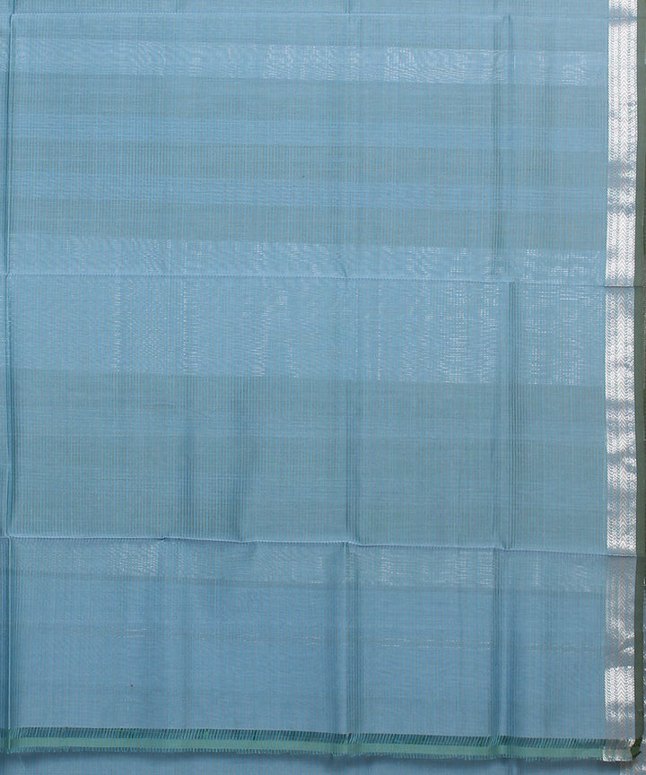 Green blue checks maheshwari handloom cotton silk saree