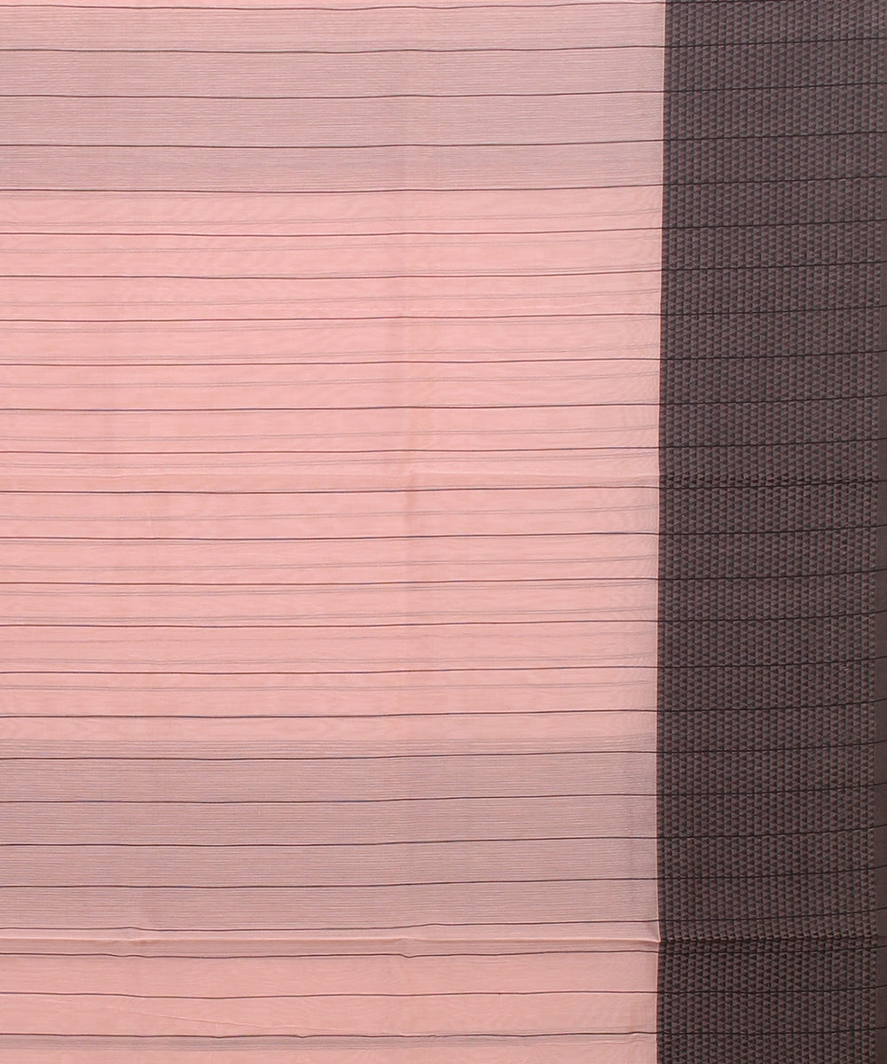 Pink black maheshwari handloom cotton silk saree