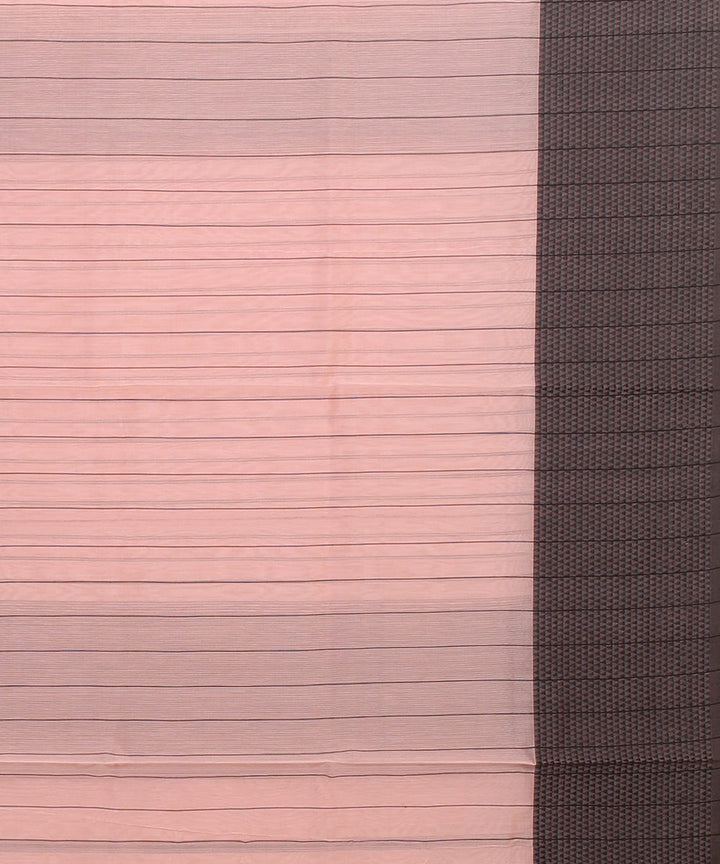 Pink black maheshwari handloom cotton silk saree