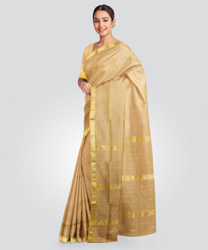 Light olive green maheshwari handloom cotton silk saree