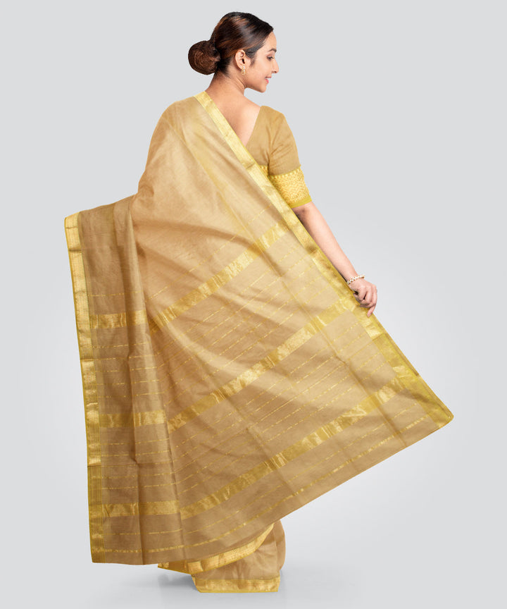 Light olive green maheshwari handloom cotton silk saree