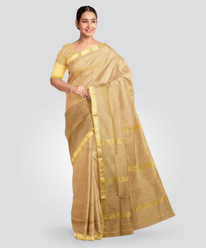 Light olive green maheshwari handloom cotton silk saree