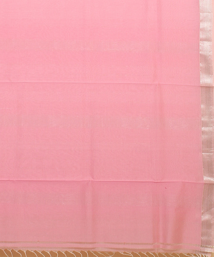 Pink checks handloom maheshwari cotton silk saree