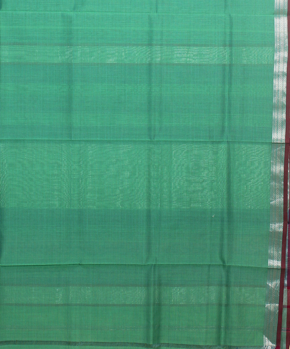 Green checks handloom maheshwari cotton silk saree