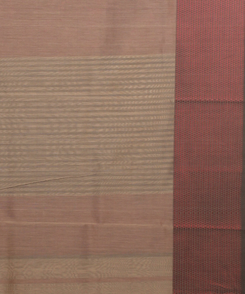 Beige red maheshwari handloom cotton silk saree