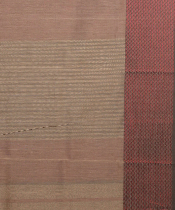 Beige red maheshwari handloom cotton silk saree