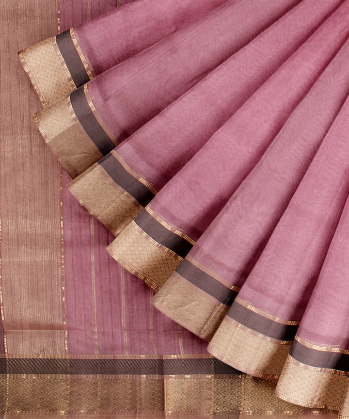 Pink beige maheshwari handloom cotton silk saree