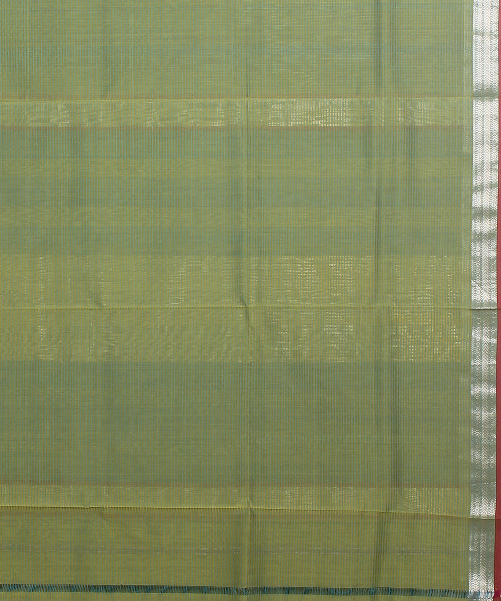 Green maroon maheshwari handloom cotton silk saree