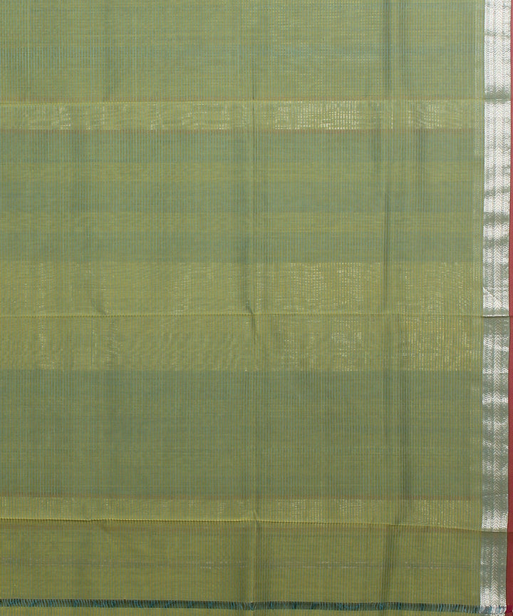 Green maroon maheshwari handloom cotton silk saree