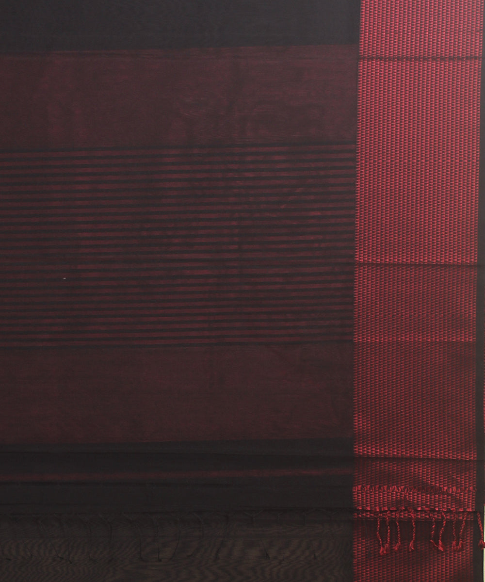 Black red handloom maheshwari cotton silk saree