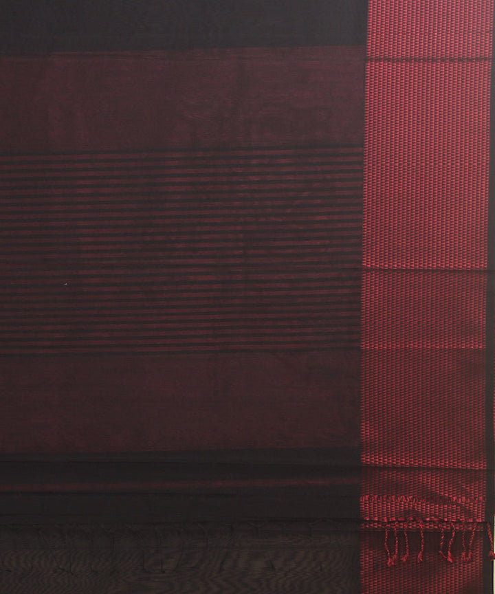 Black red handloom maheshwari cotton silk saree