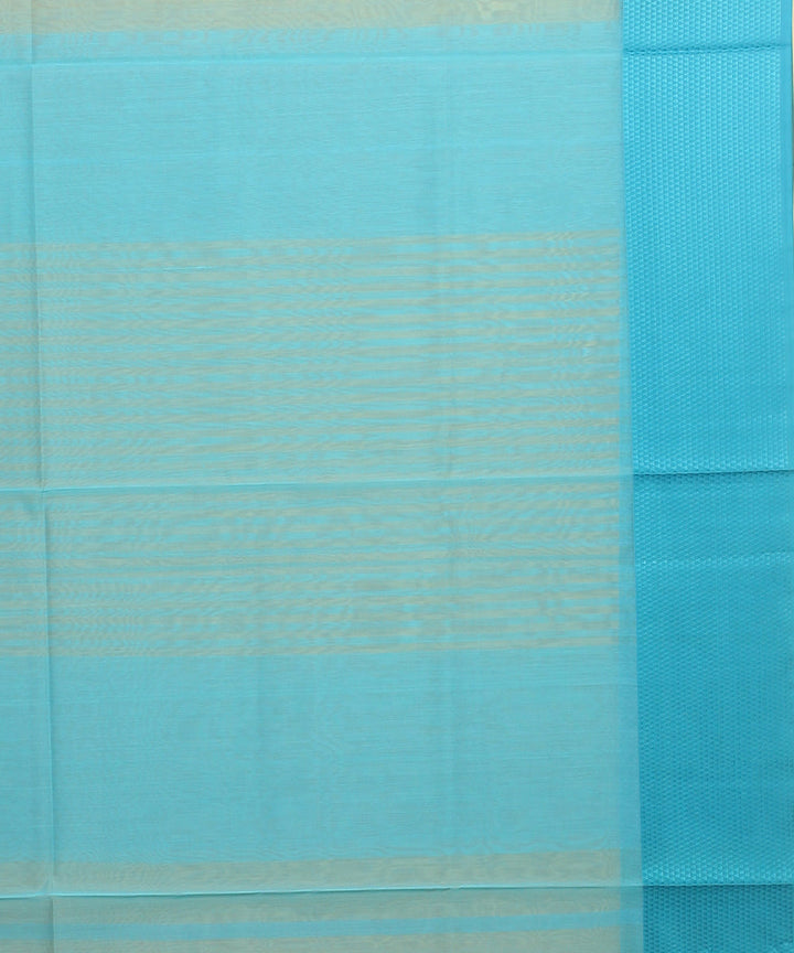 Yellow blue maheshwari handloom cotton silk saree