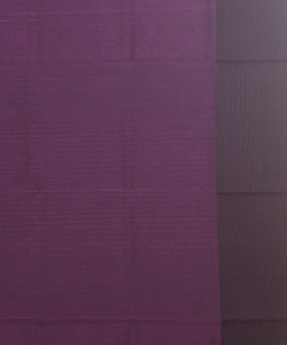 Purple black maheshwari handloom cotton silk saree