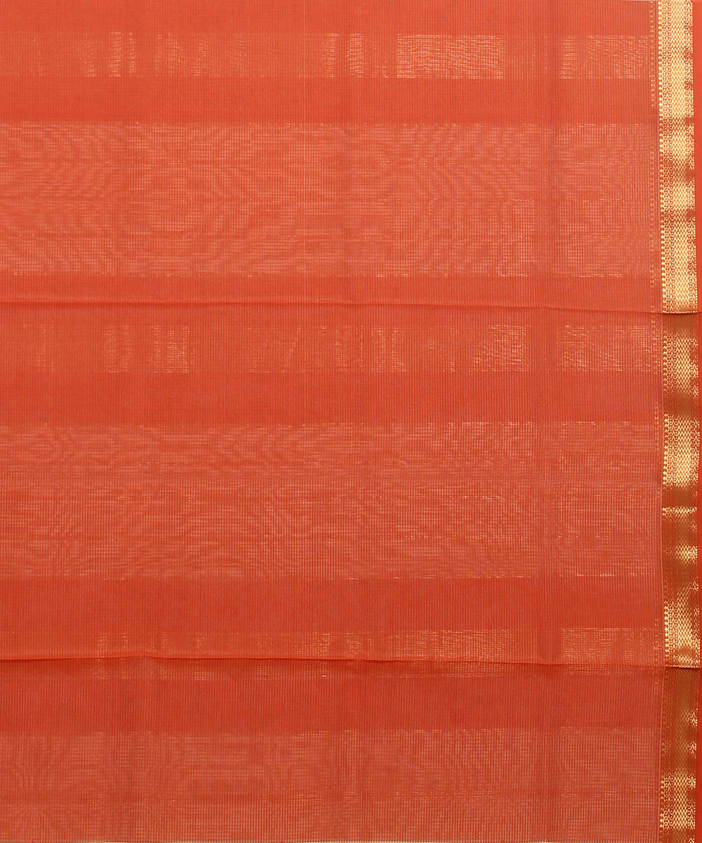 Beige red checks maheshwari handloom cotton silk saree