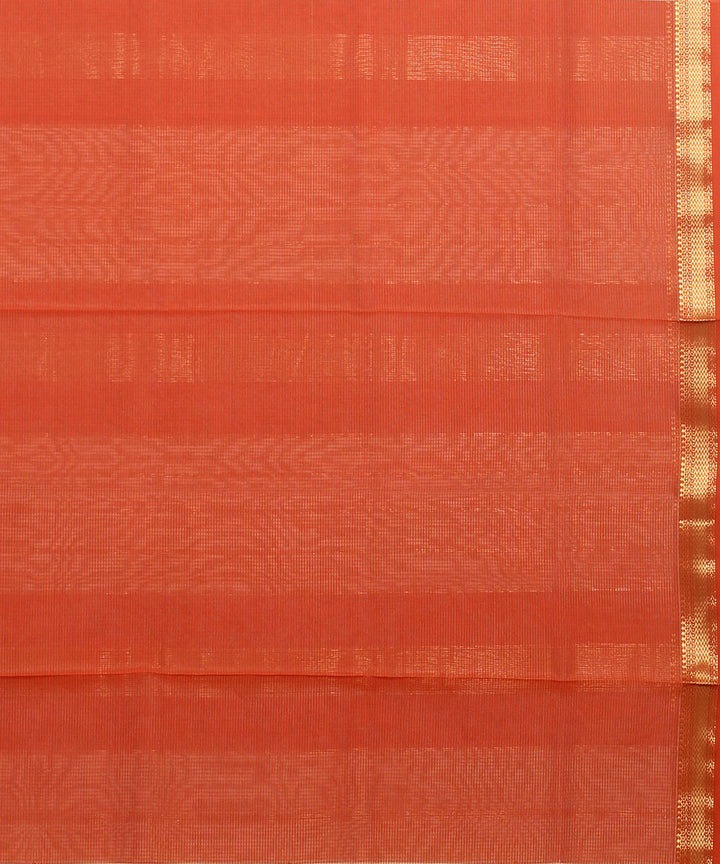 Beige red checks maheshwari handloom cotton silk saree