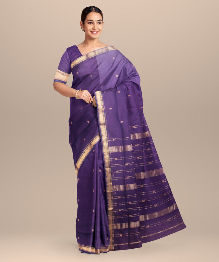Violet maheshwari cotton silk handloom saree