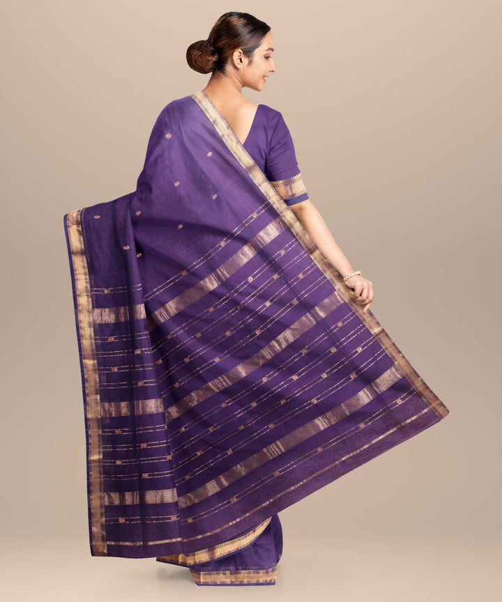 Violet maheshwari cotton silk handloom saree