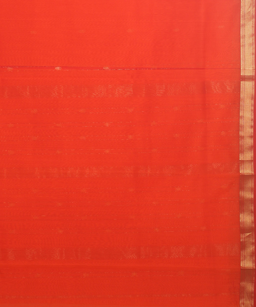 Dark orange maheshwari handloom cotton silk saree