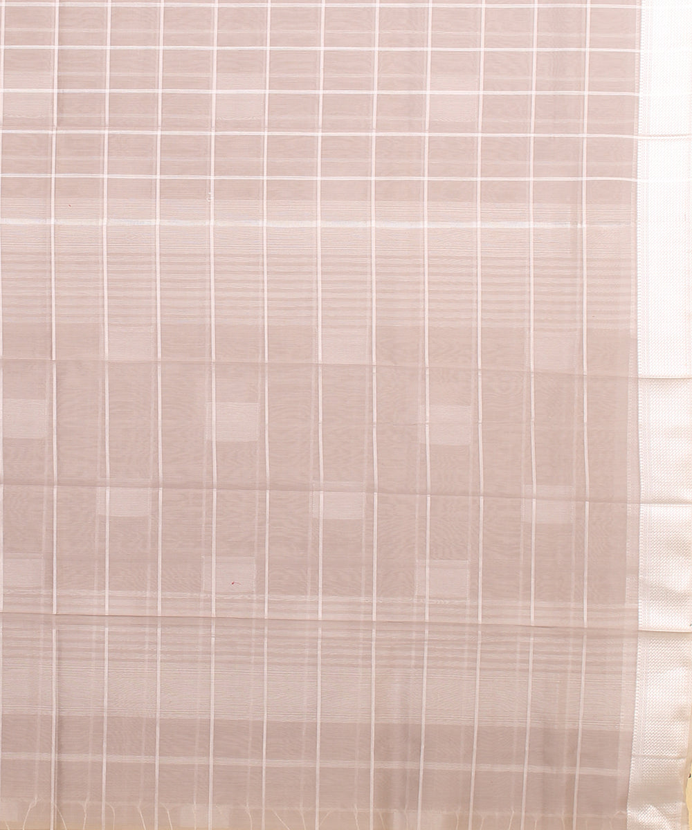 Grey checks maheshwari handloom cotton silk saree
