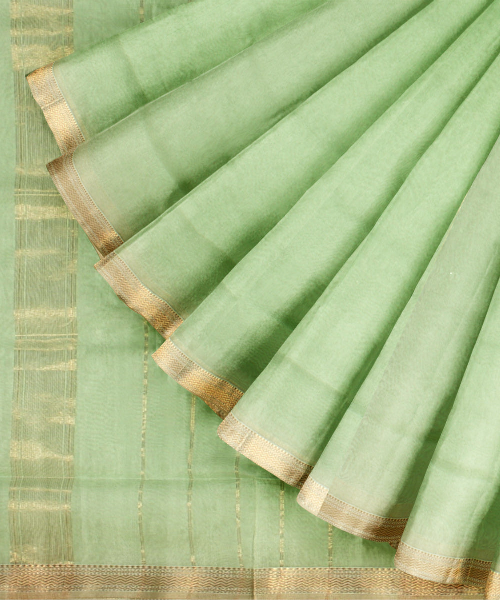 Light green cotton silk maheshwari handloom saree