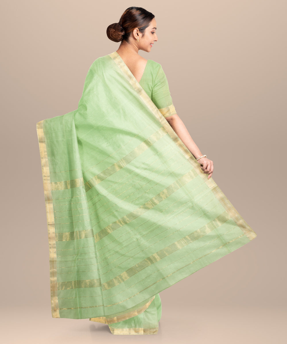 Light green cotton silk maheshwari handloom saree