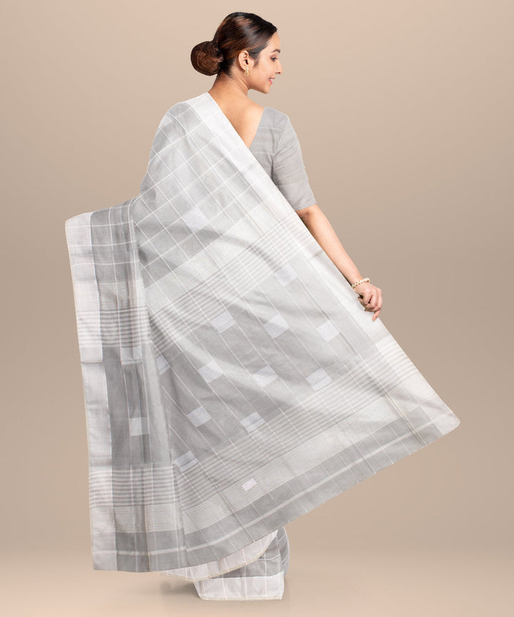 Light grey blue maheshwari handloom cotton silk saree