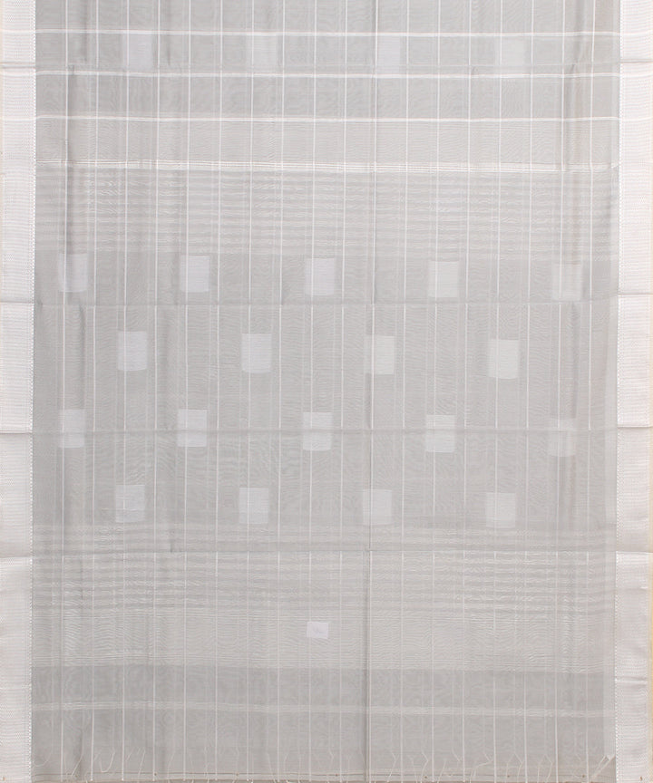 Light grey blue maheshwari handloom cotton silk saree