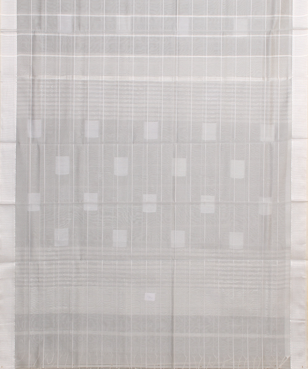 Light grey blue maheshwari handloom cotton silk saree