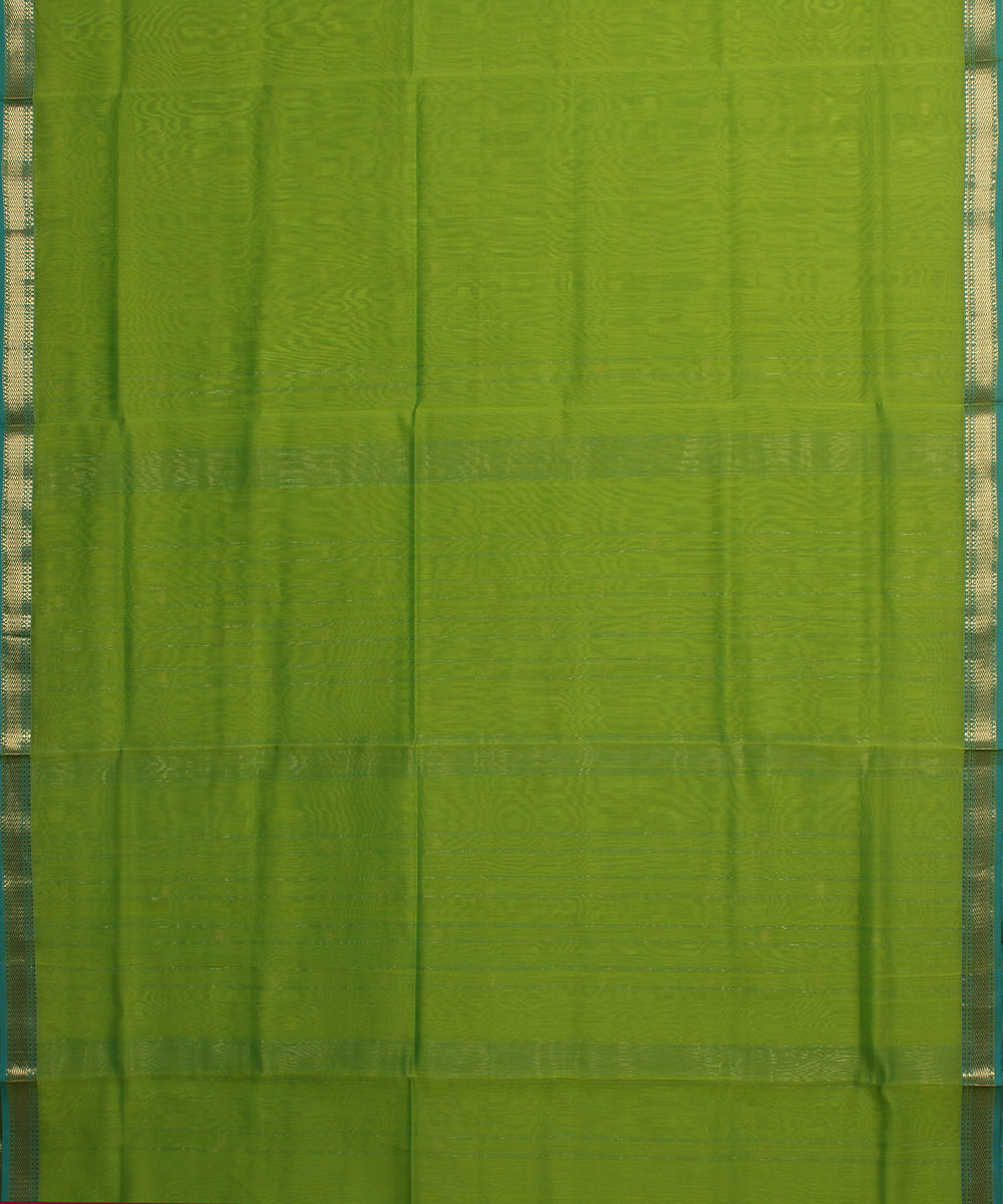 Olive green handloom maheshwari cotton silk saree