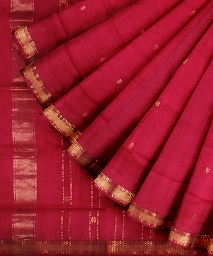 Pink handloom maheshwari cotton silk saree