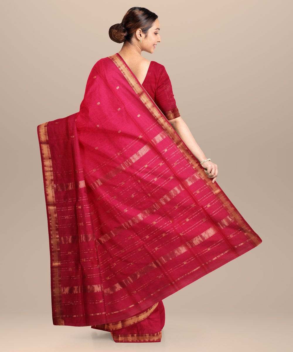 Pink handloom maheshwari cotton silk saree