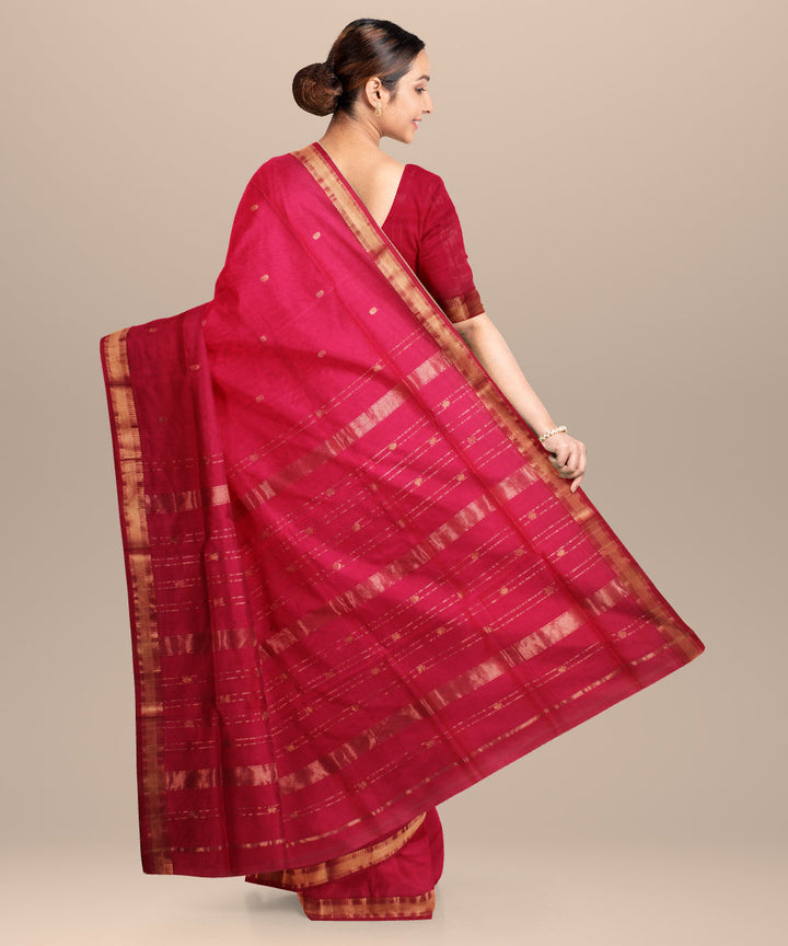 Pink handloom maheshwari cotton silk saree