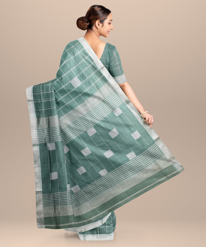 Sage green maheshwari handloom cotton silk saree