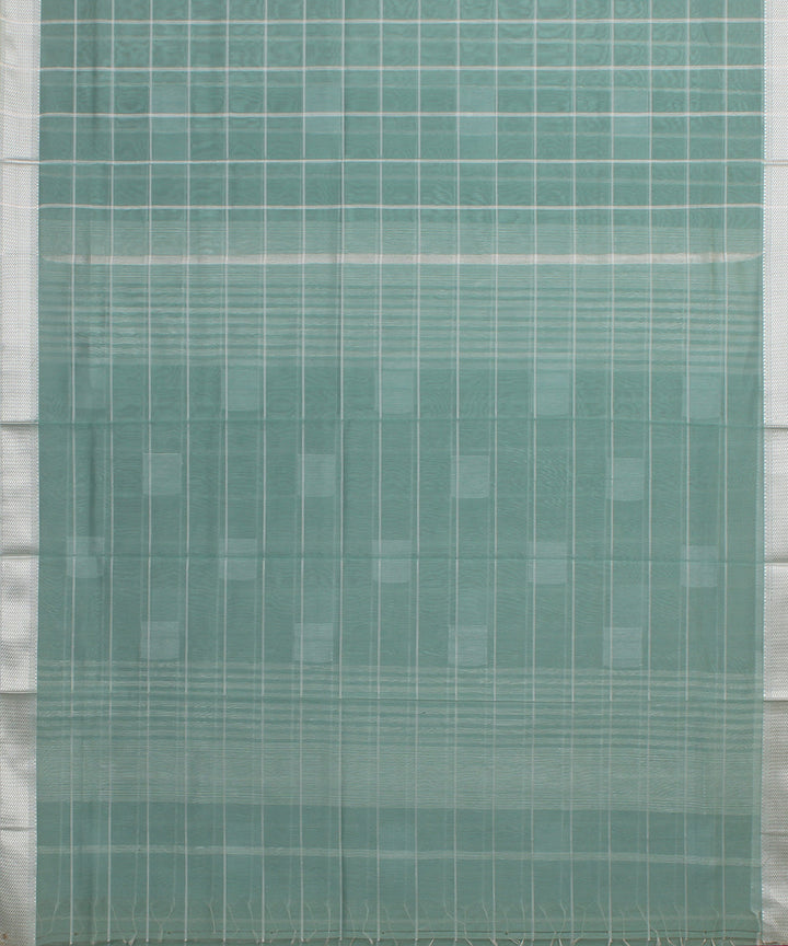 Sage green maheshwari handloom cotton silk saree