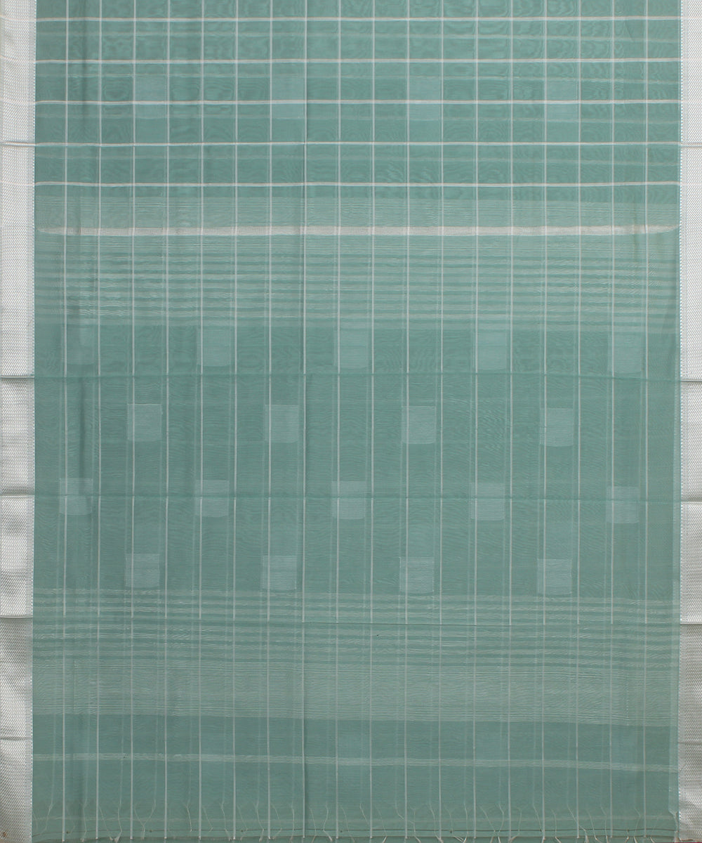 Sage green maheshwari handloom cotton silk saree