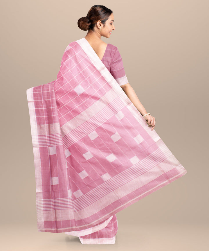 Baby pink maheshwari handloom cotton silk saree
