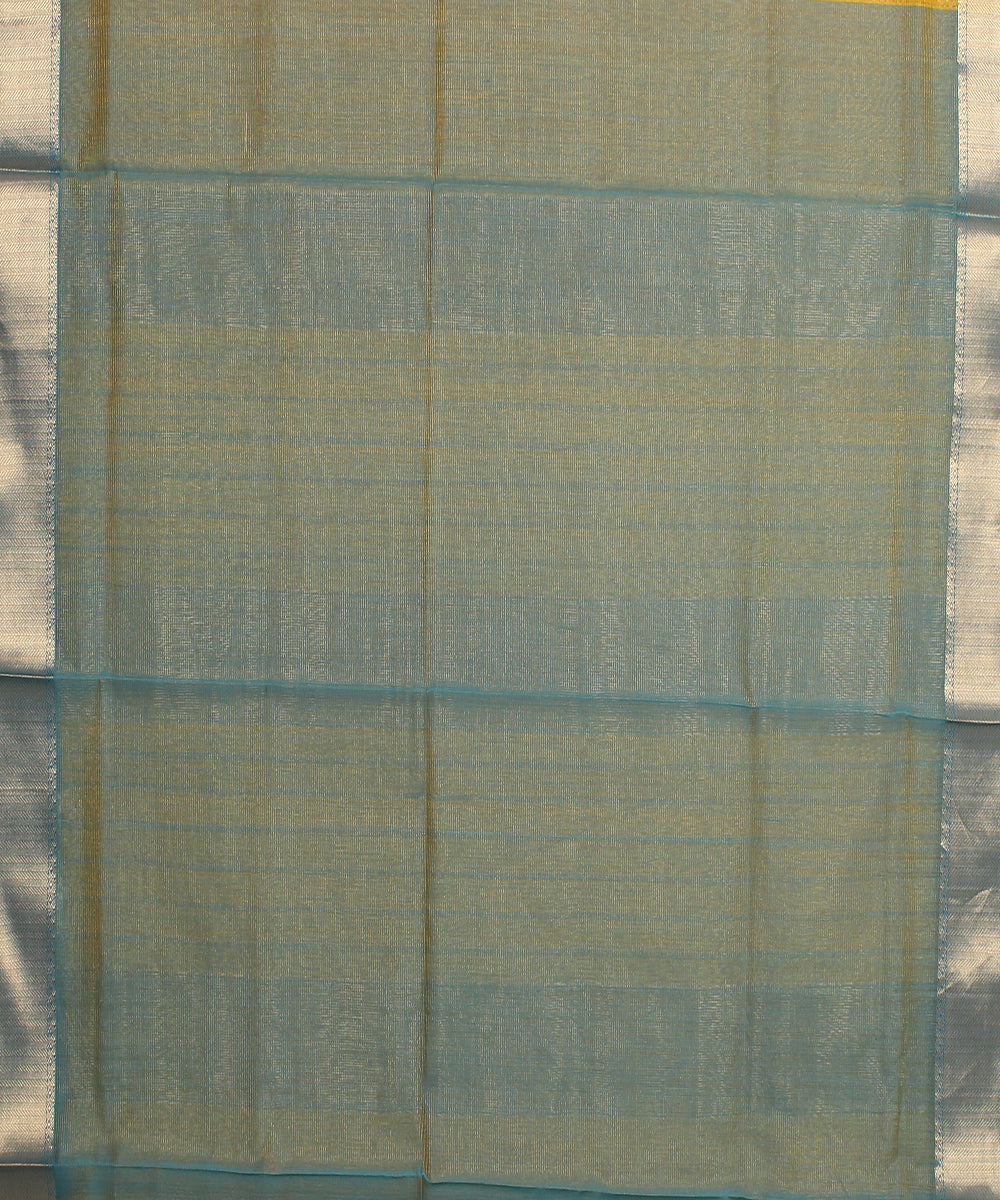 Yellow green maheshwari cotton silk handloom saree