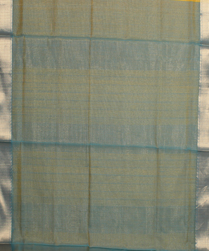 Yellow green maheshwari cotton silk handloom saree