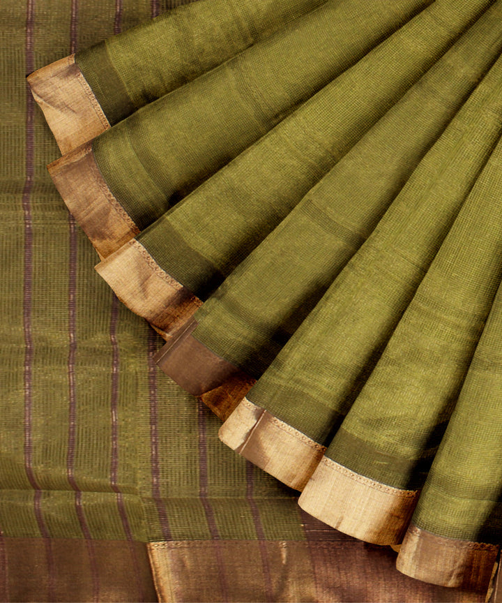 Green violet maheshwari handloom cotton silk saree