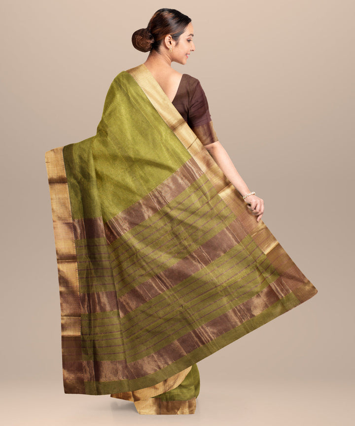 Green violet maheshwari handloom cotton silk saree