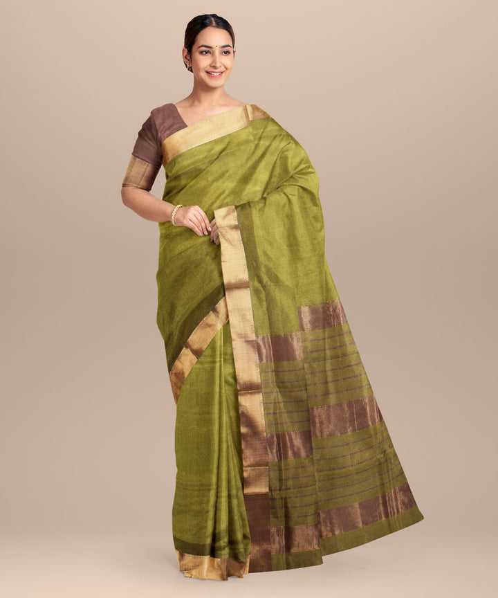 Green violet maheshwari handloom cotton silk saree