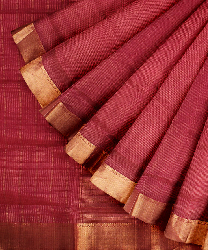 Pink maheshwari handwoven cotton silk saree